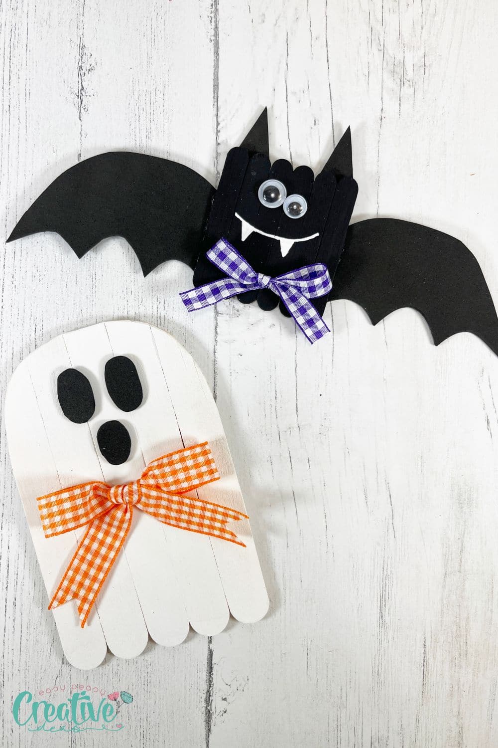 Dollar tree Halloween decorations – popsicle bat and ghost