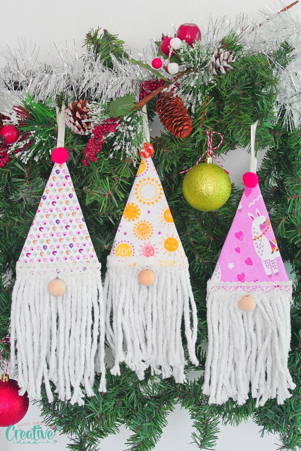 Gnome ornaments in a Christmas tree