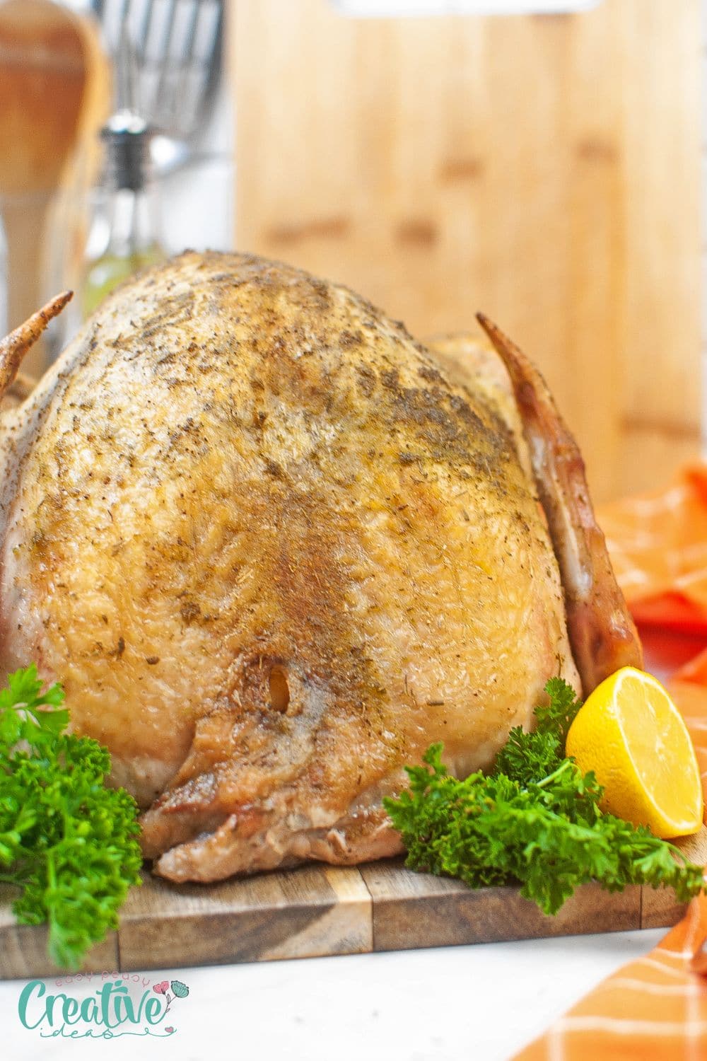 Close up image of herb roasted turkey