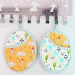 Pattern for pot holders with oval shape and pockets