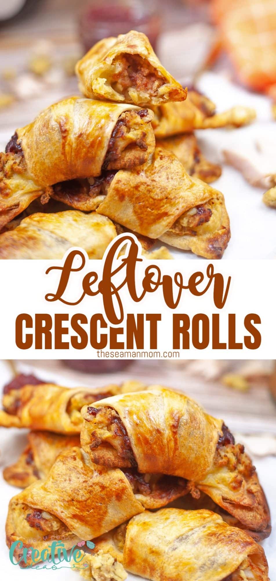 Photo collage of Thanksgiving leftover crescent rolls