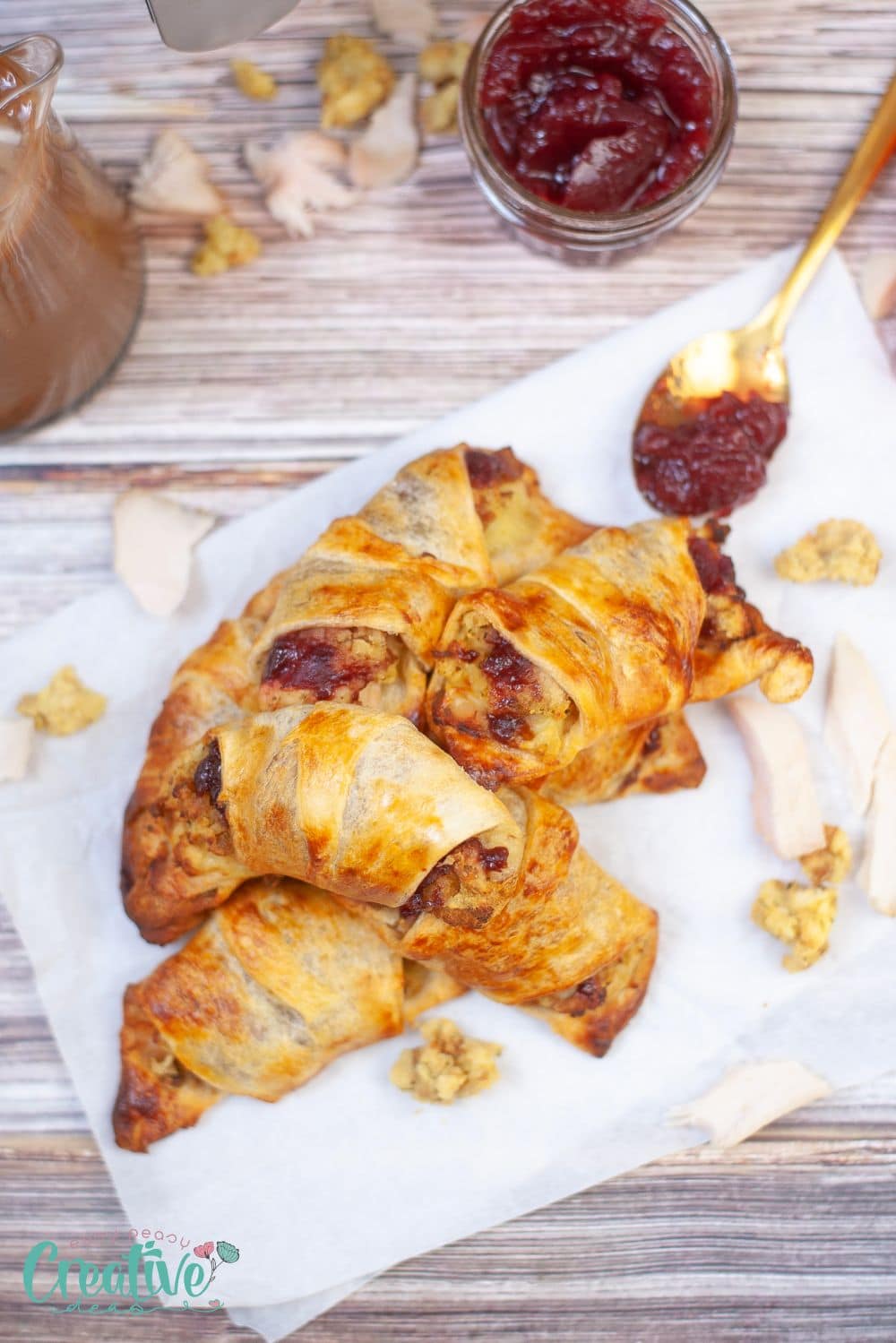 Thanksgiving leftovers wrapped in crescent rolls dough