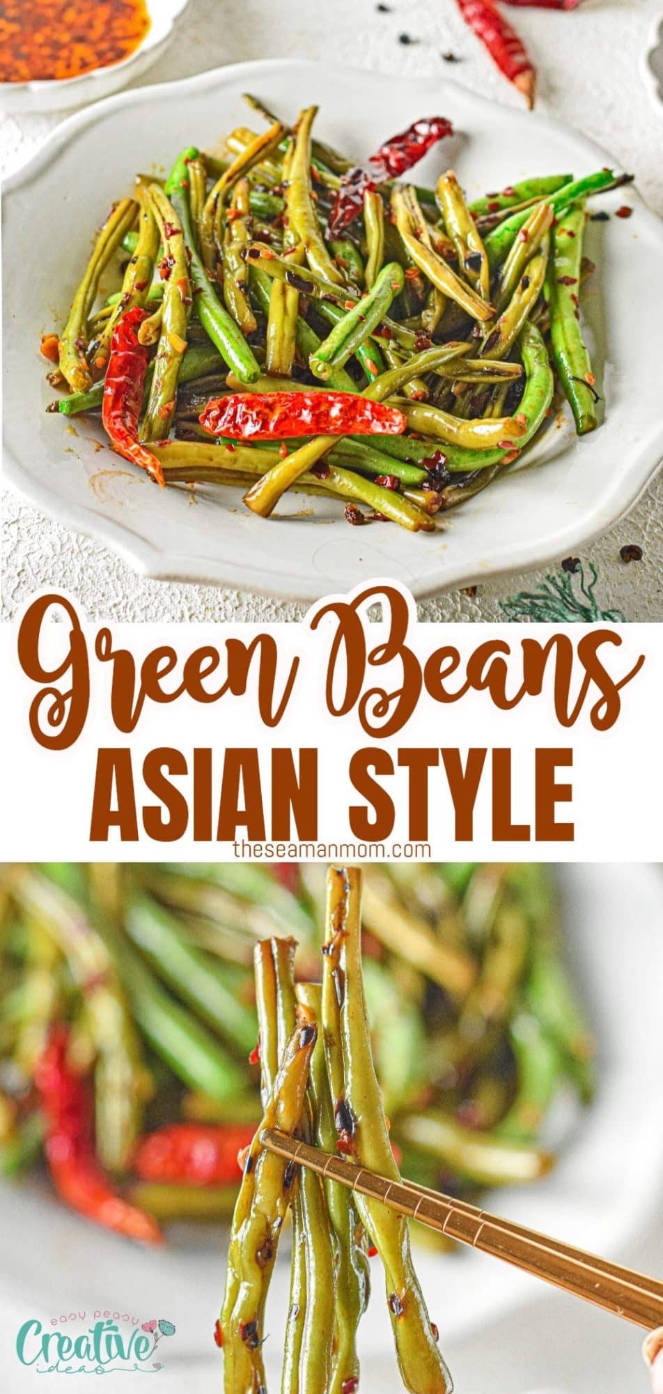 Photo collage of Asian green beans