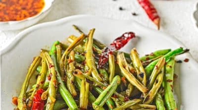 Close up image of Asian green beans recipe