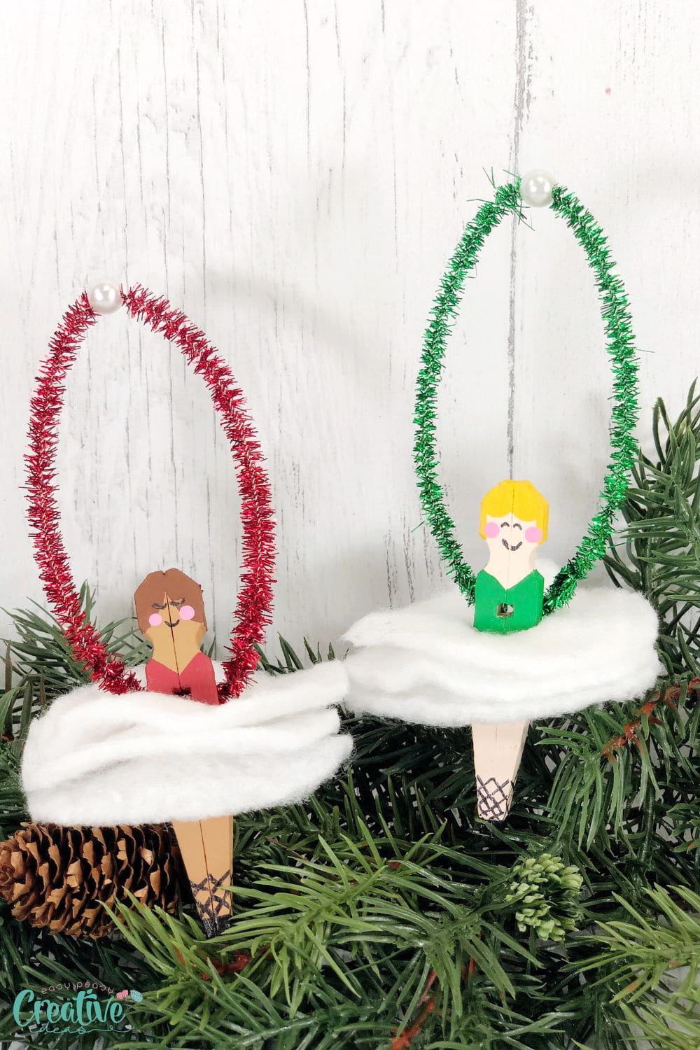 Clothespin Ballerina Christmas ornaments