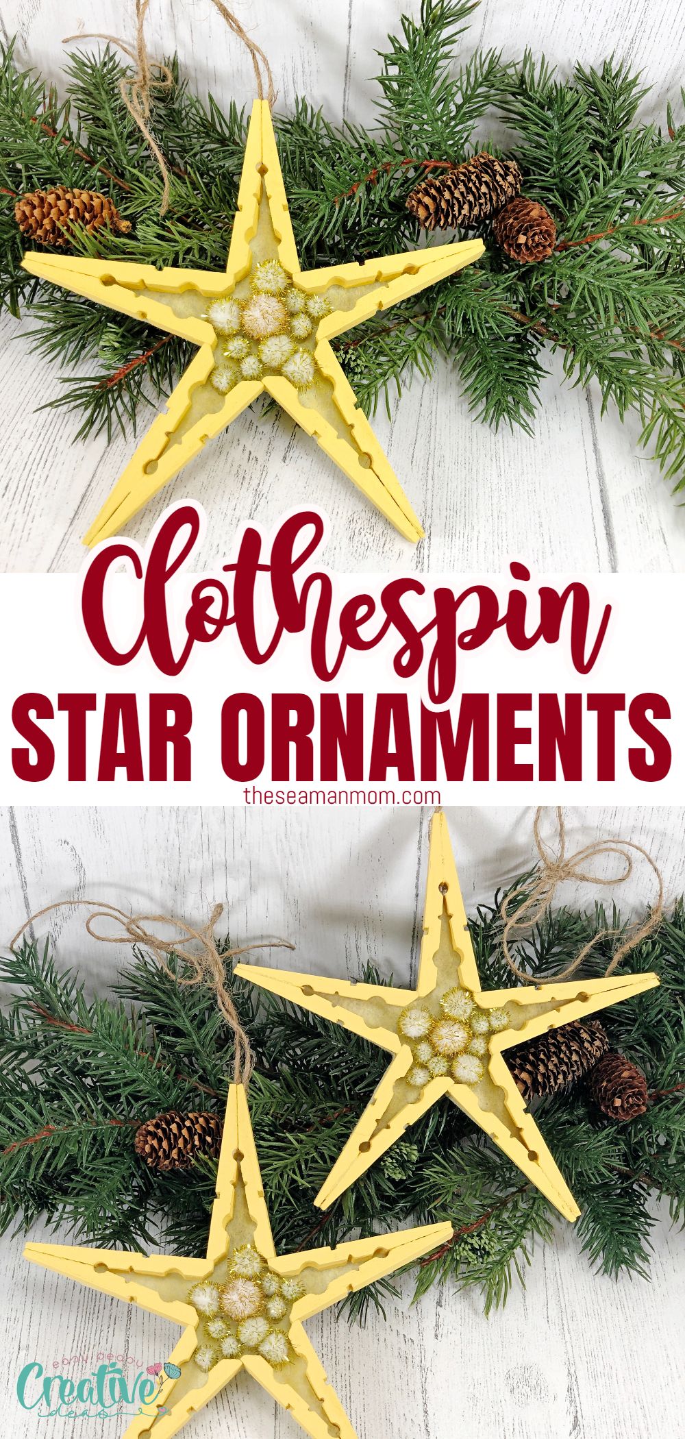 Looking for creative Christmas decorations that are both festive and functional? Look no further than these Christmas star ornaments made with clothespins!  via @petroneagu