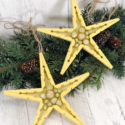 Clothespin Christmas star ornaments