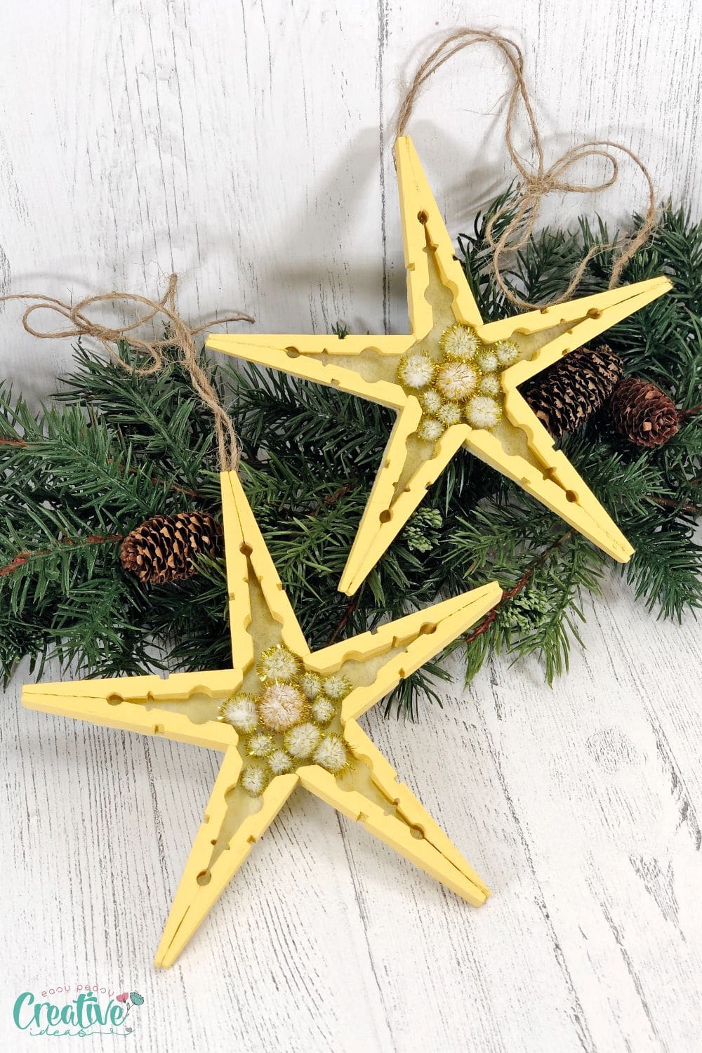 Clothespin Christmas star ornaments