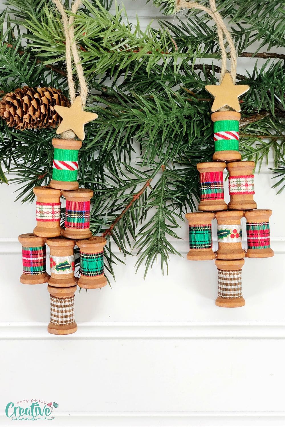 DIY wooden spool Christmas ornaments