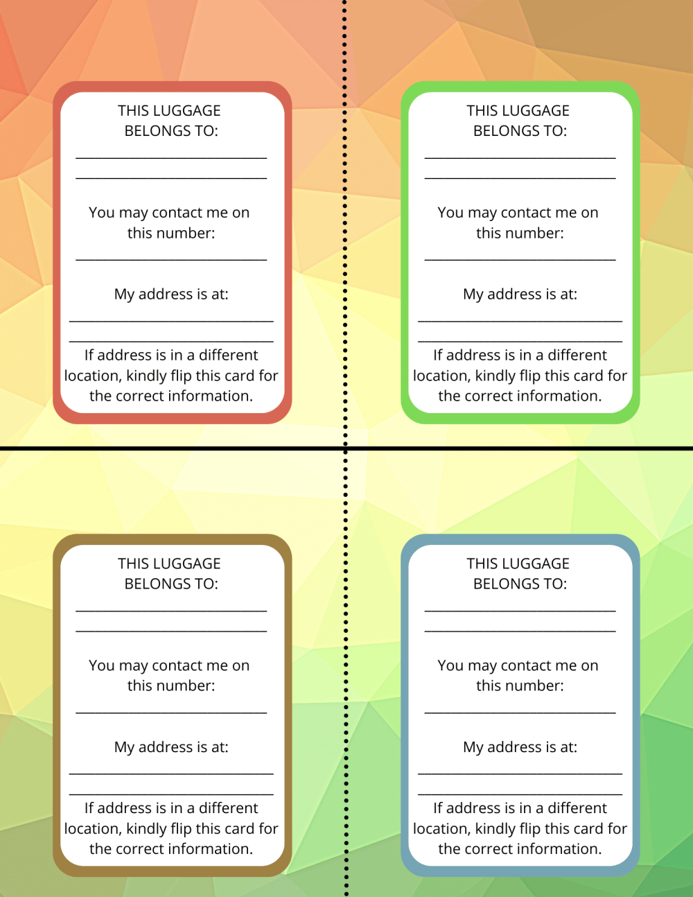 Luggage tag template