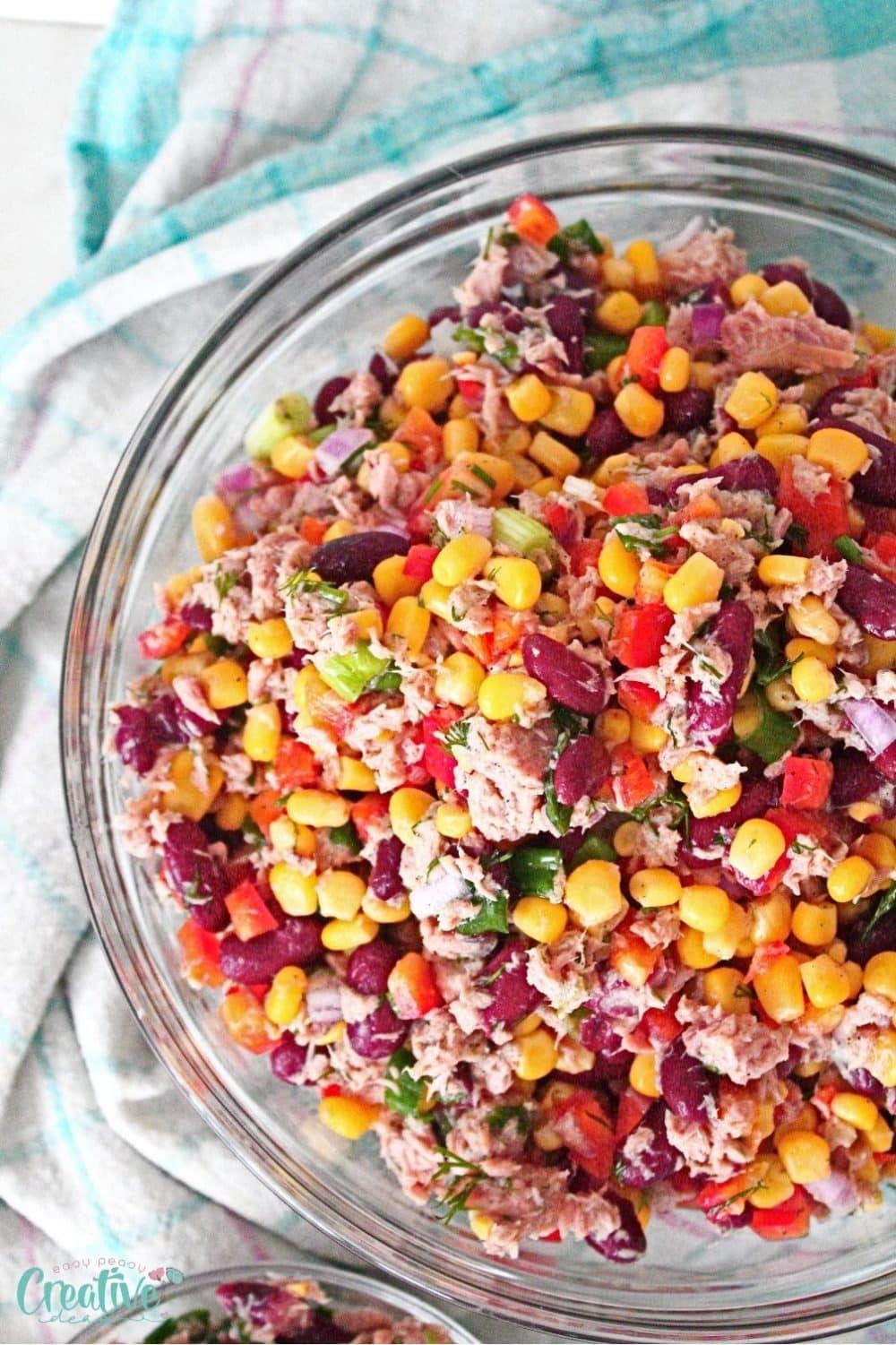 Tuna salad in a large salad bowl