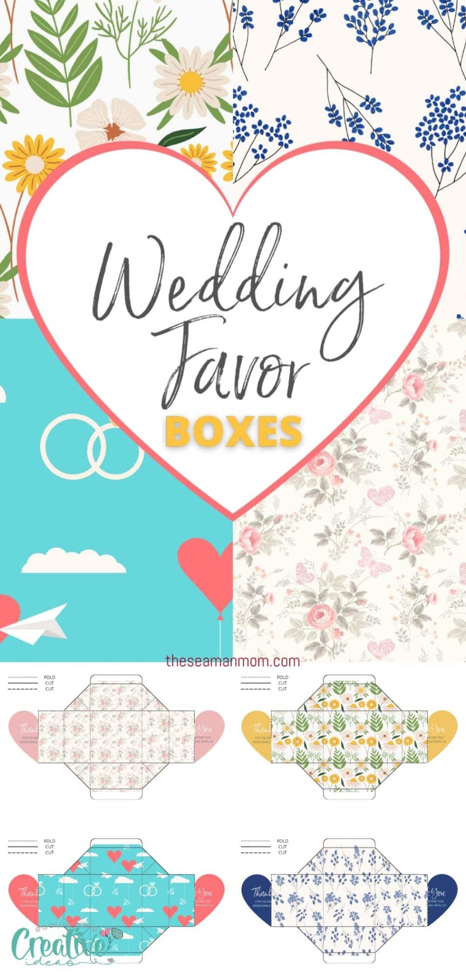 Printable wedding favor boxes