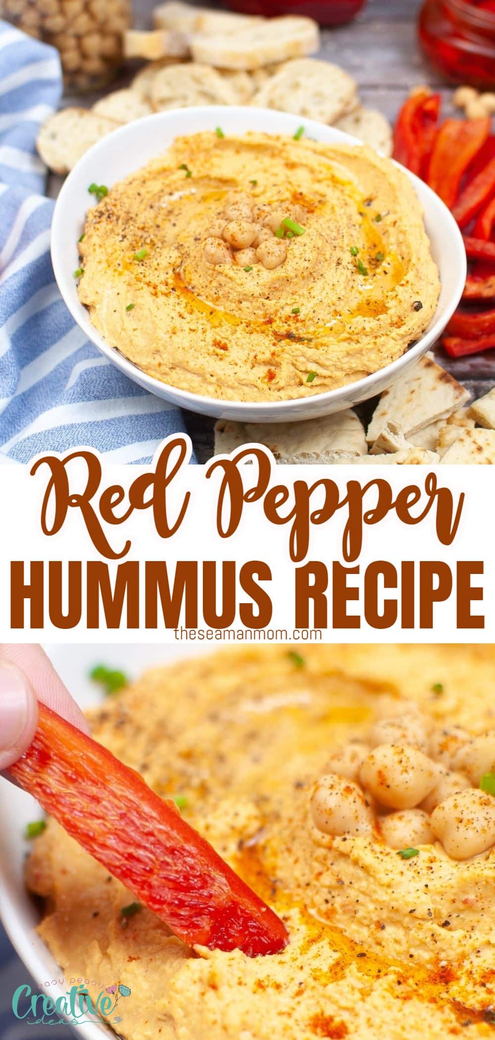 If you're craving a flavorful dip that will liven up your meal, roasted red pepper hummus is the perfect option! This creamy and flavorful roasted red pepper hummus is made from garbanzo beans, tahini, red peppers, and a variety of flavorful seasonings. It's perfect for dipping with chips or vegetables, adding to a sandwich, or simply enjoying it on its own.  via @petroneagu