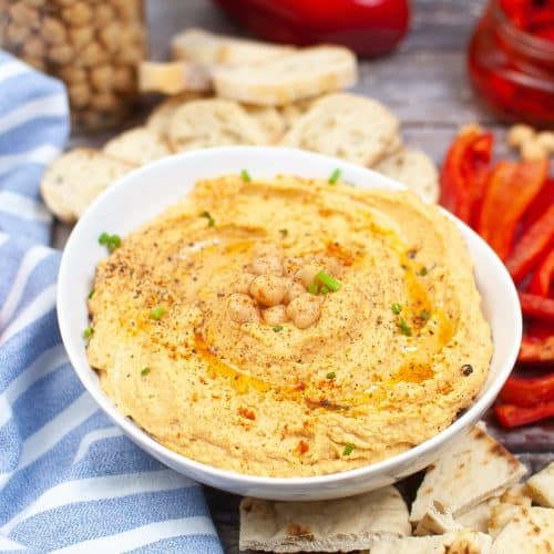 Roasted Red Pepper Hummus Recipe - Easy Peasy Creative Ideas