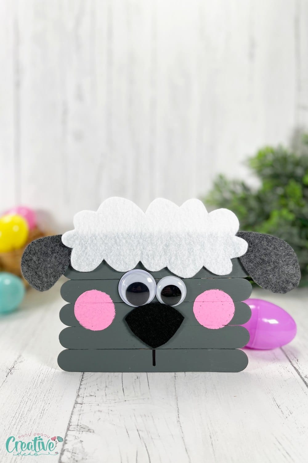 Sheep craft for Easter with craft sticks