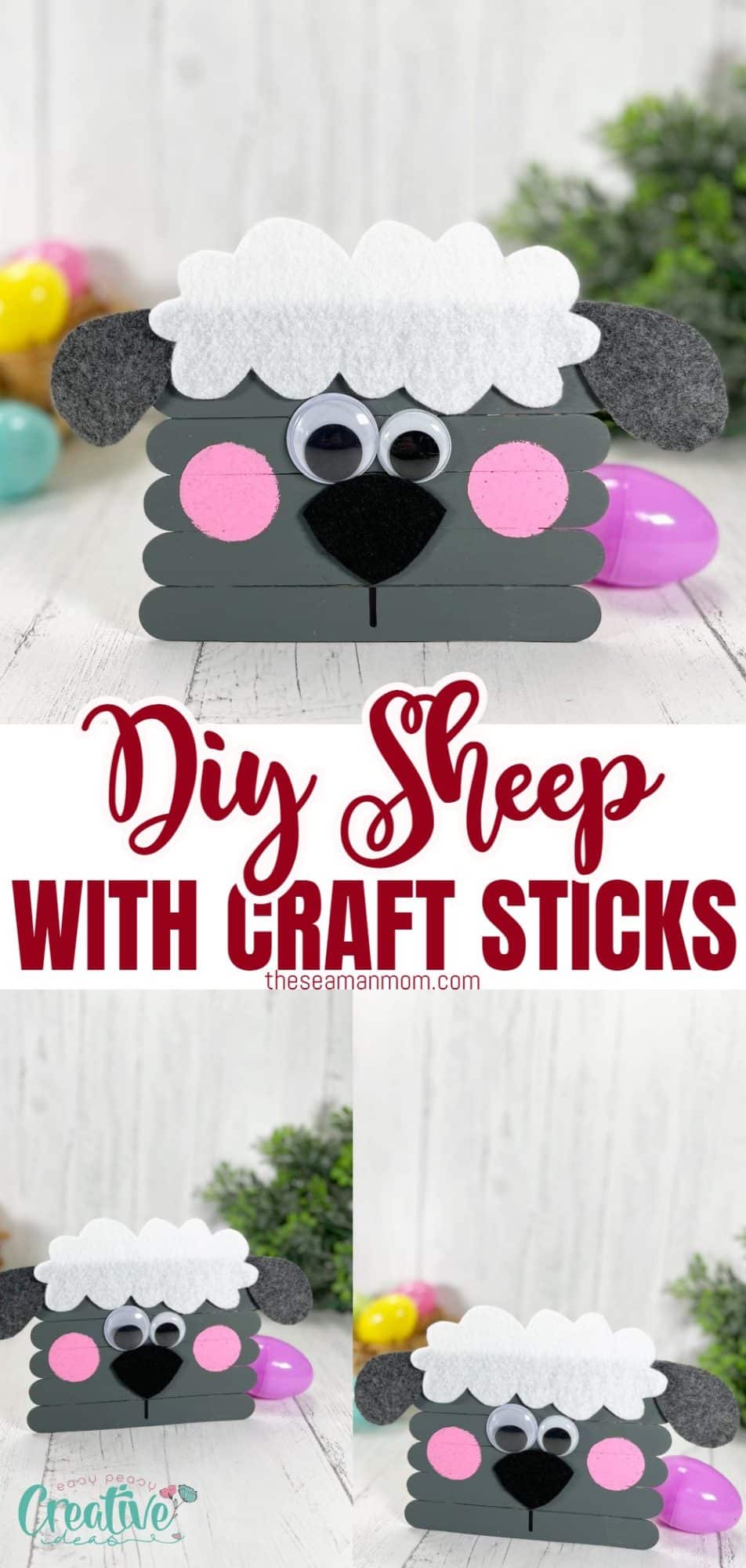 Sheep craft for Easter with craft sticks