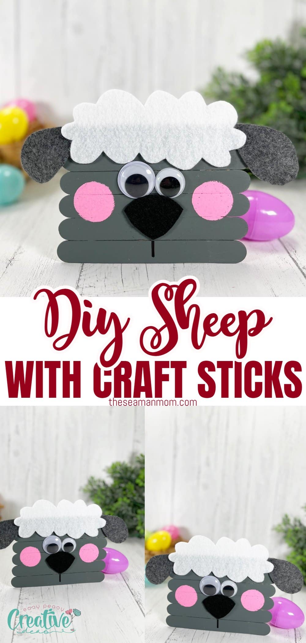 Bring your child's creativity to life with this delightful craft stick sheep craft! It's the perfect Easter project, or can be done anytime for a fun and easy activity that kids will love. via @petroneagu