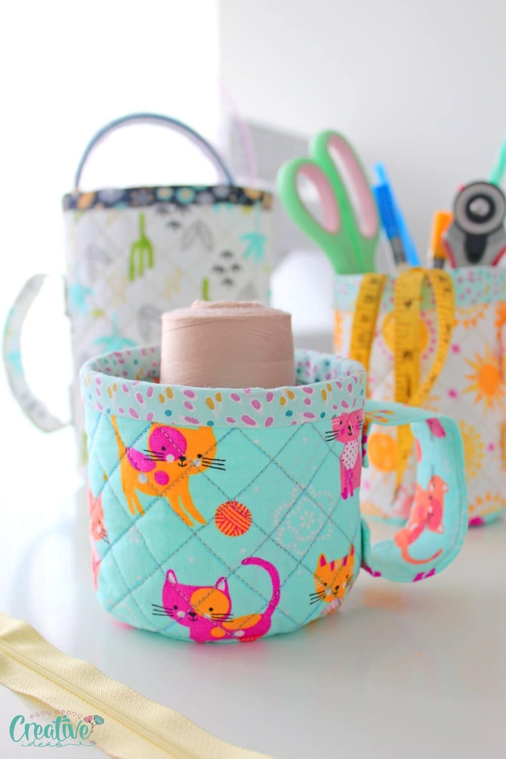 Quilted fabric cups