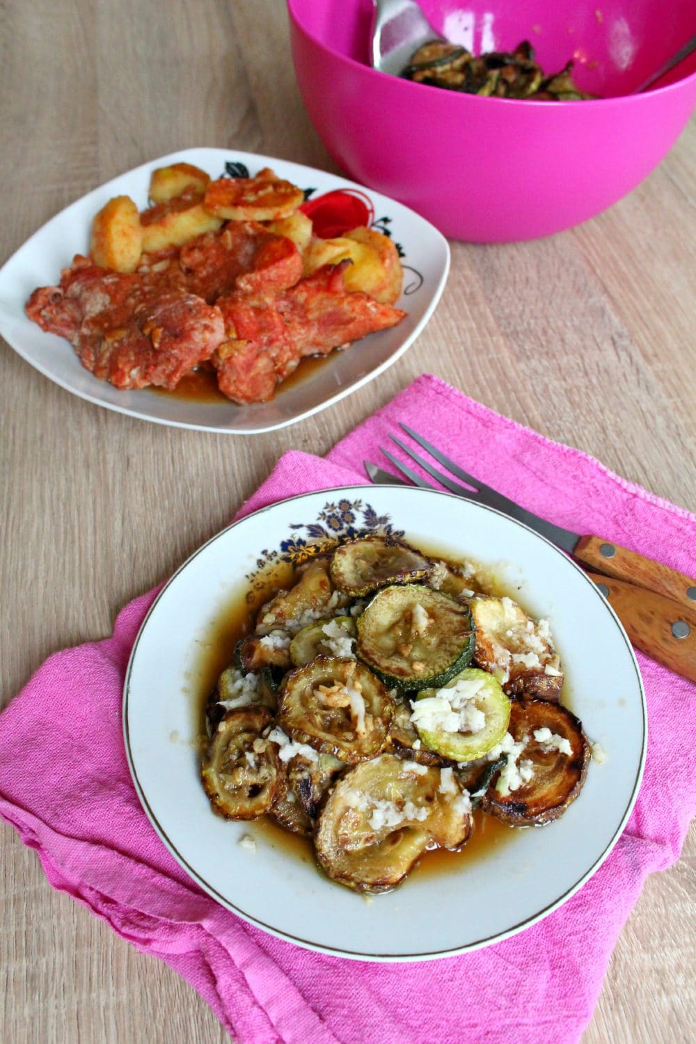 Fried Zucchini in garlic and vinegar sauce