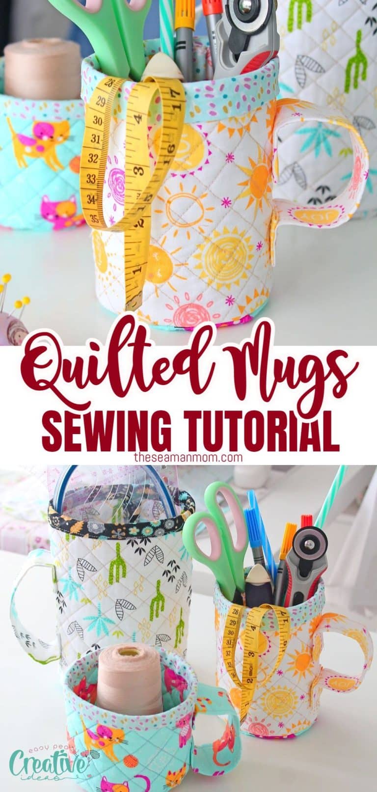 Quilted mug shaped fabric containers - Easy Peasy Creative Ideas