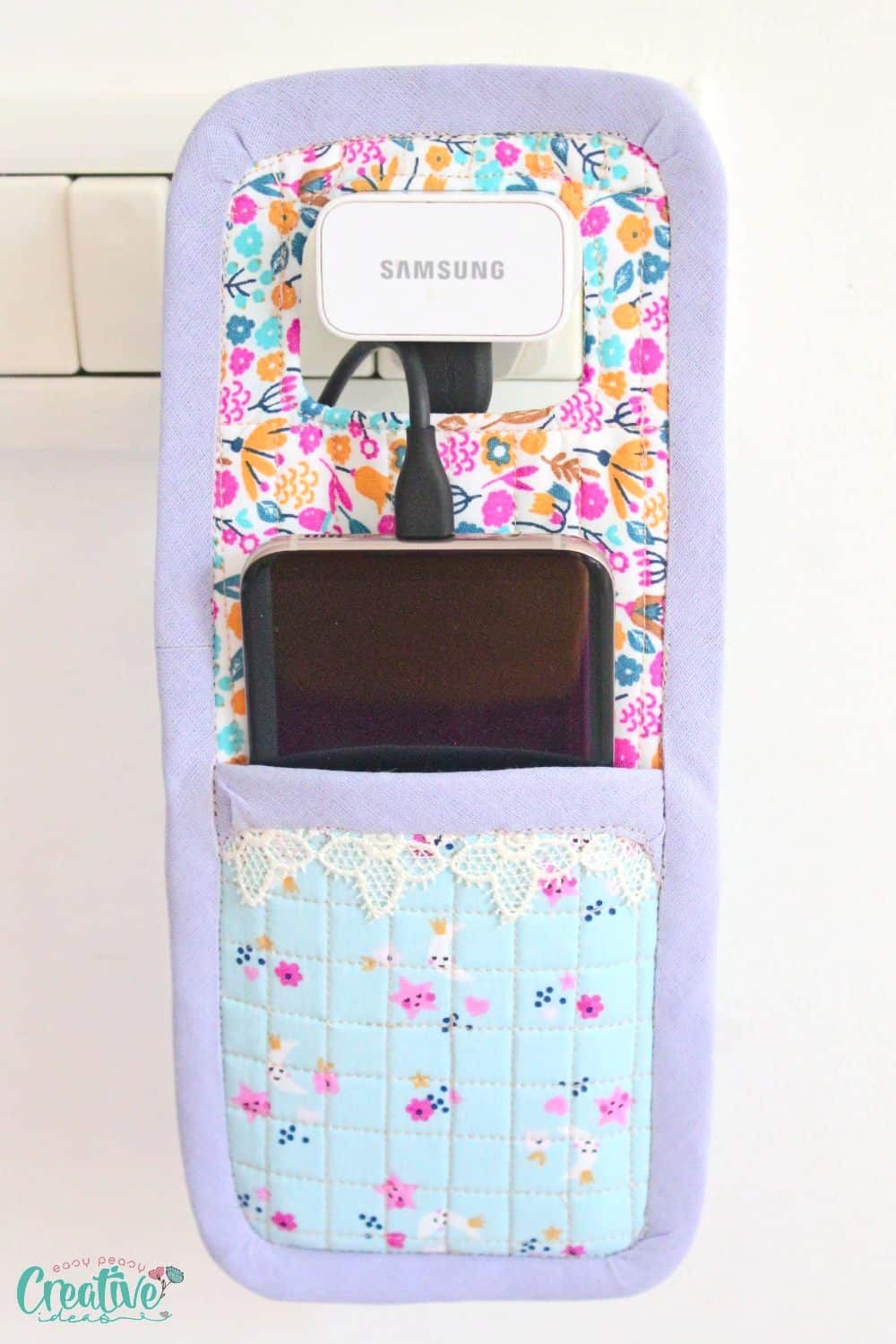 Quilted phone charger holder
