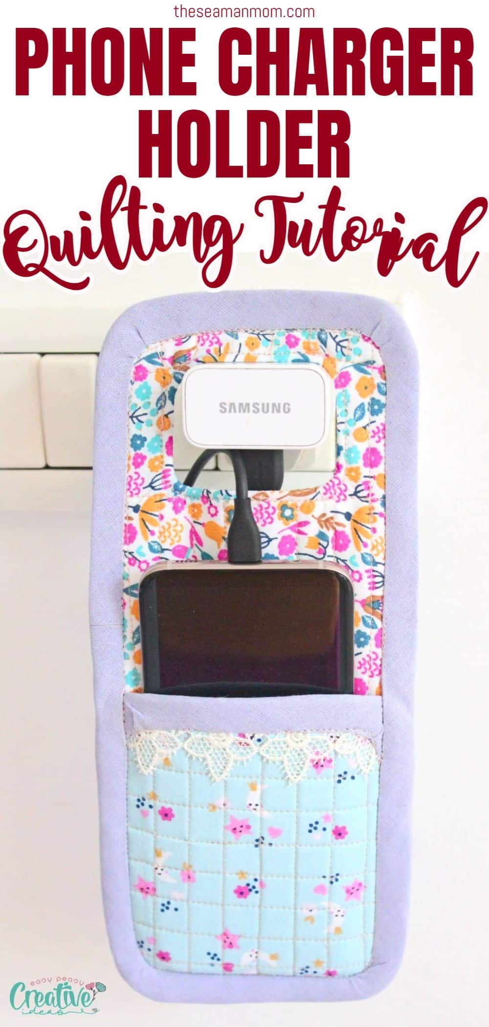 Create a stylish and functional DIY charging station for your phone with this quilted phone charger holder tutorial! This easy-to-make phone charging bag is perfect for organizing cords and keeping them tidy. Surprise yourself with the results of your beautiful handiwork!  via @petroneagu