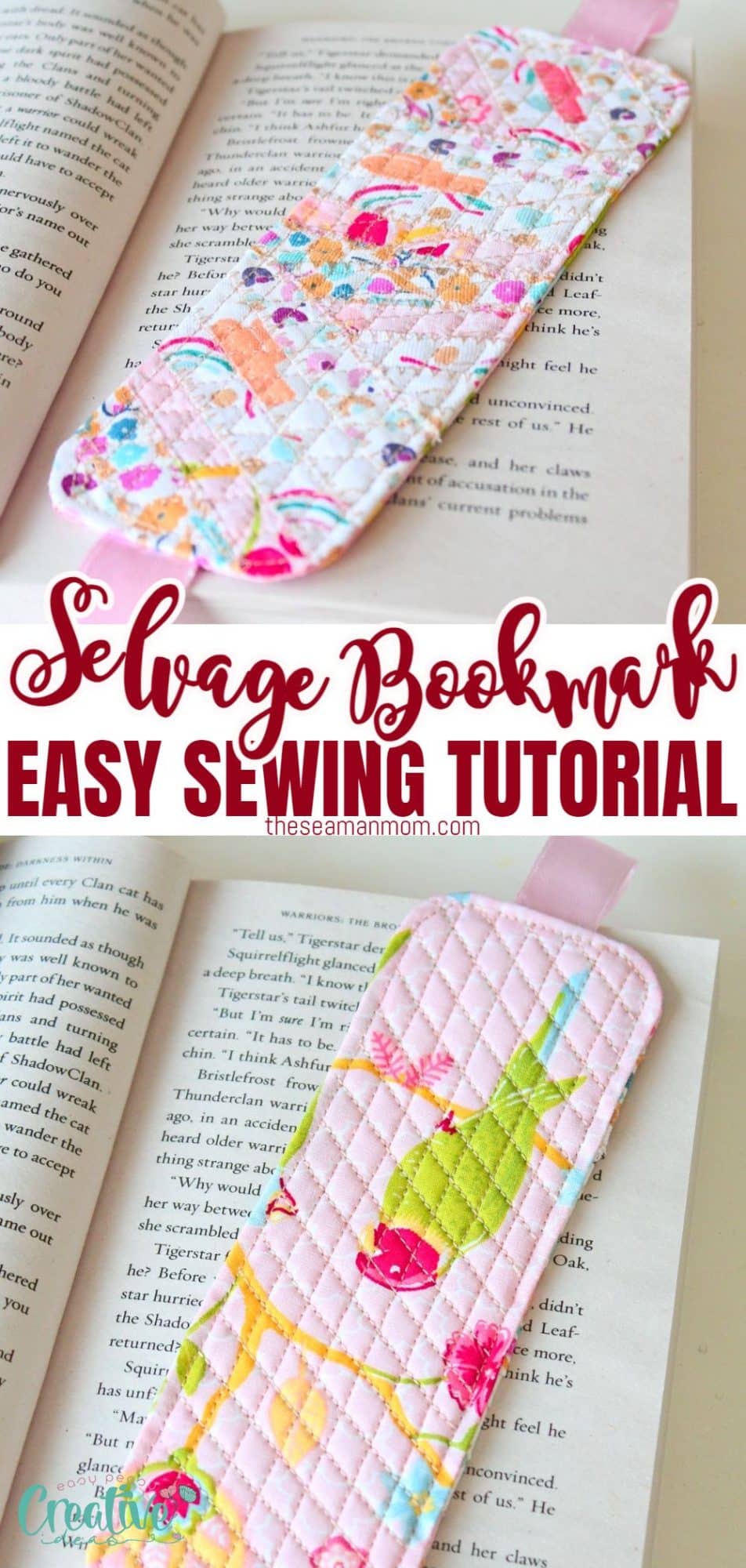 Selvage fabric bookmarks sewing tutorial
