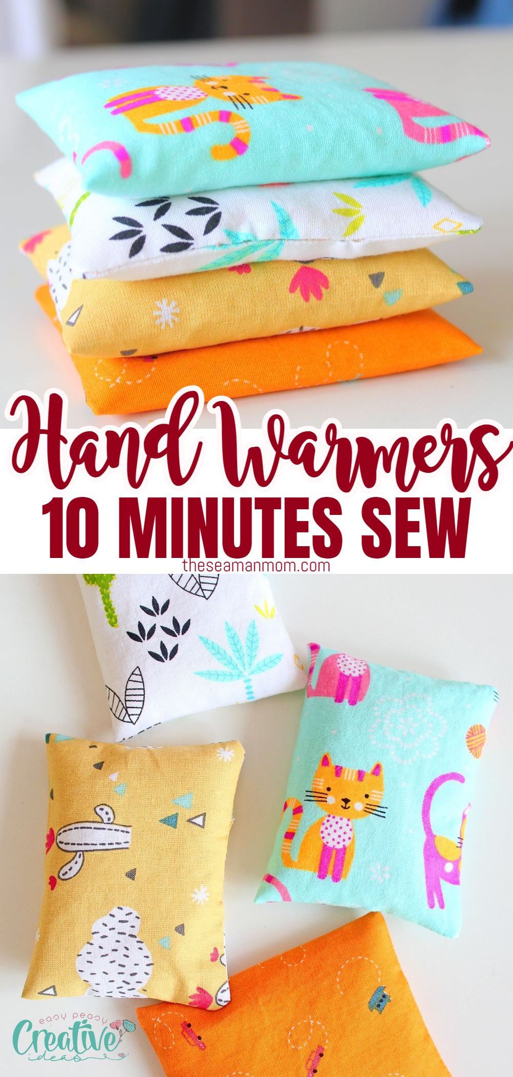 Say goodbye to icy fingers and say hello to cozy comfort with these easy to sew DIY hand warmers. Don't let cold hands ruin your day – warm them up with this fantastic 10 minutes sewing project! via @petroneagu