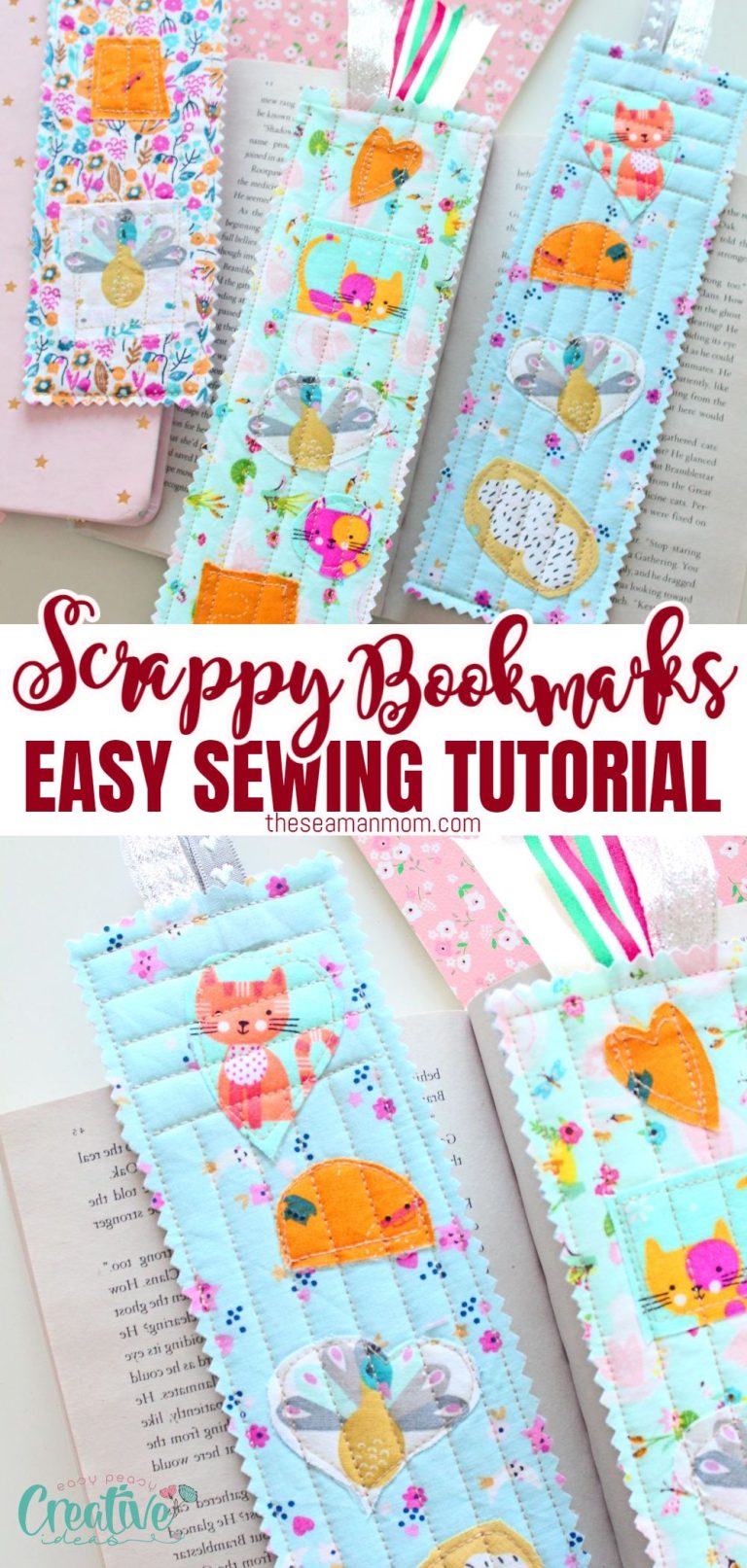 Easy bookmarks to sew with fabric scraps - Easy Peasy Creative Ideas