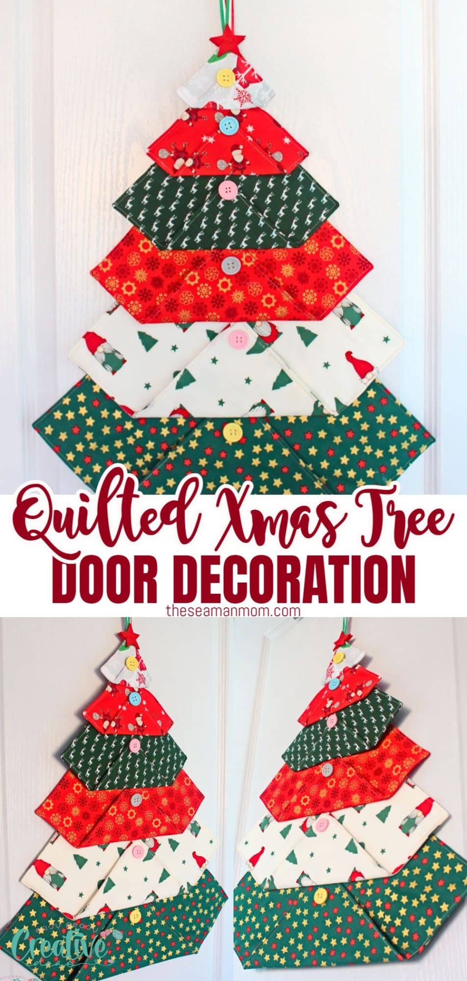 Quilted Christmas tree door hanging