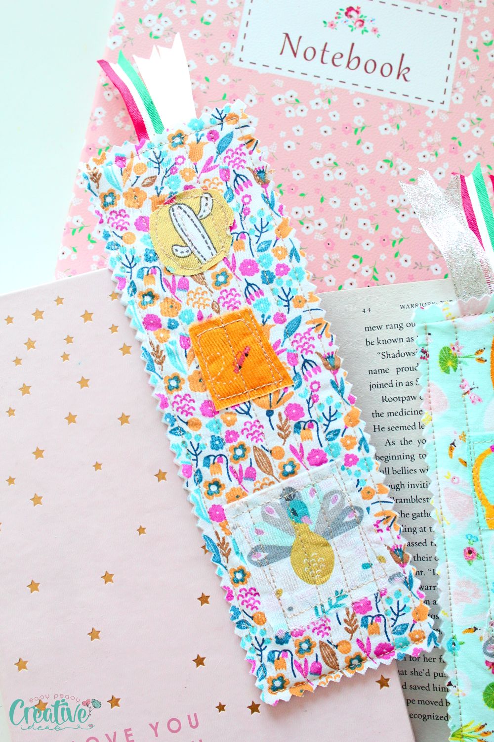 Sewing bookmarks with fabric scraps