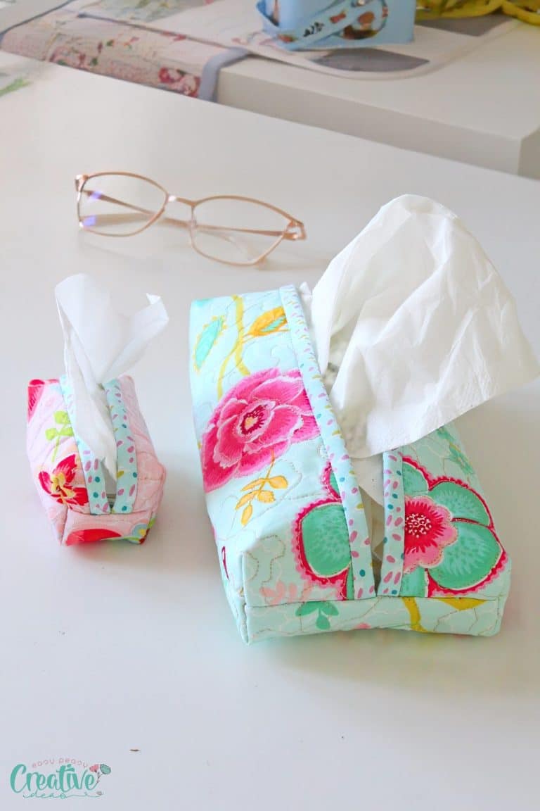 Two handmade quilted tissue holders in different sizes