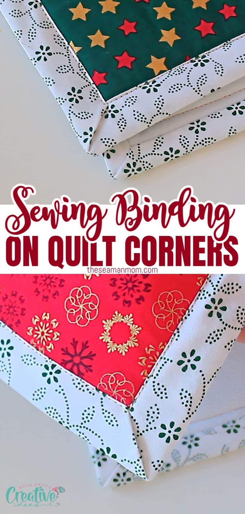 Sewing binding on quilt corners