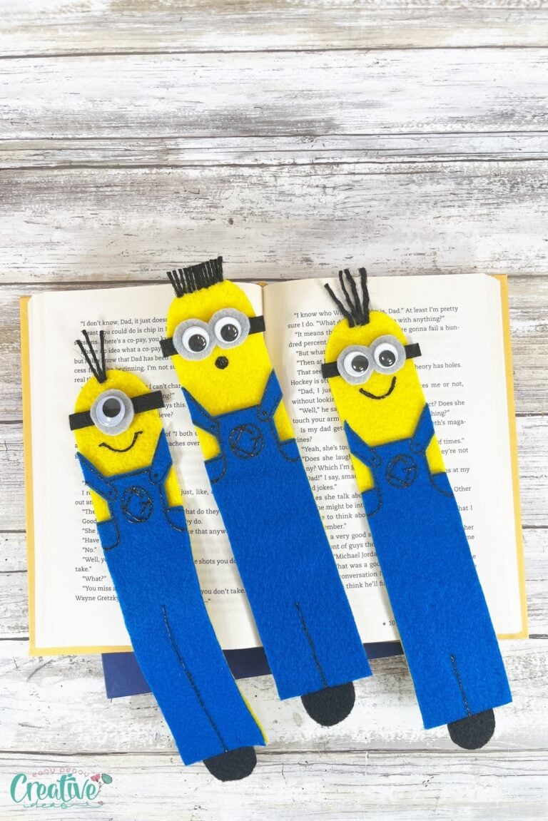 Cute minion bookmark ideas crafted from soft felt, adding a playful twist to your bookshelf.