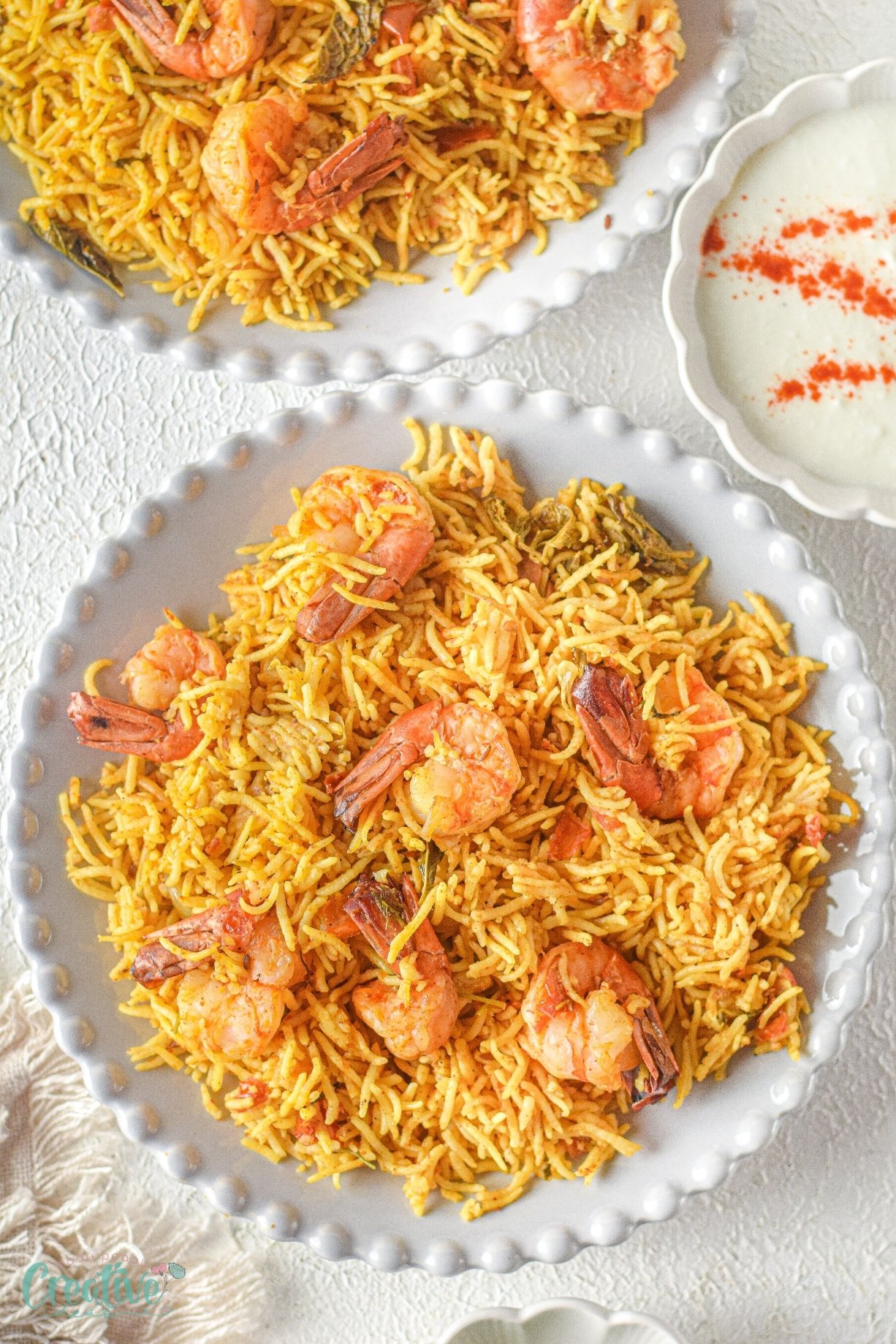 A mouthwatering dish of shrimp biryani cooked effortlessly in an instant pot. Get ready to savor the flavors!