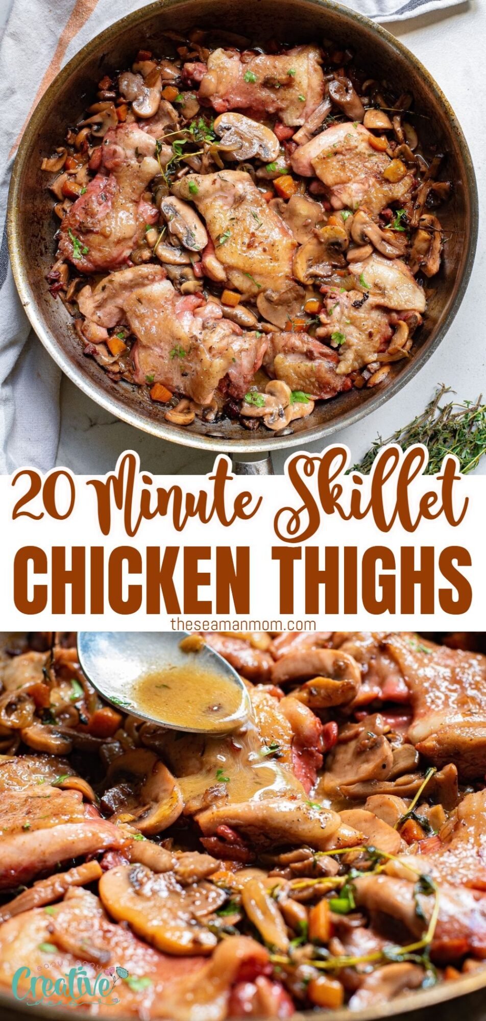 Skillet chicken thighs cooked in 20 minutes