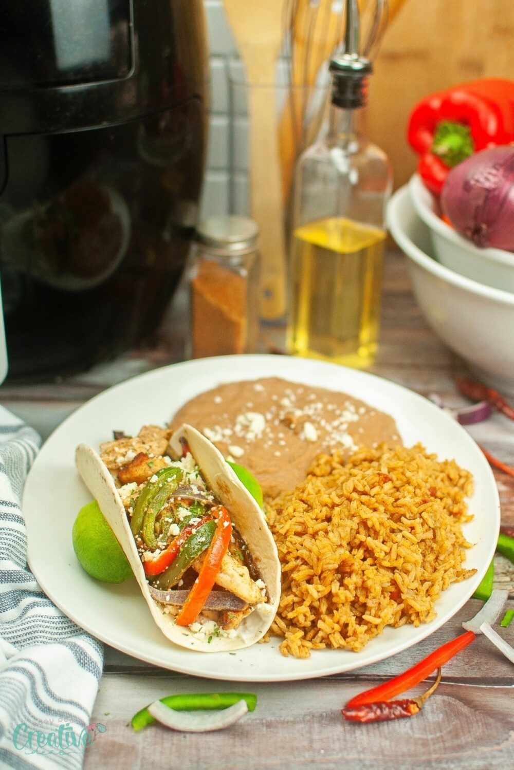 This air fryer chicken fajitas recipe is both delicious and easy to make, making it the ultimate hero for quick weeknight dinners. It's packed with flavor and are the perfect choice for a speedy meal.