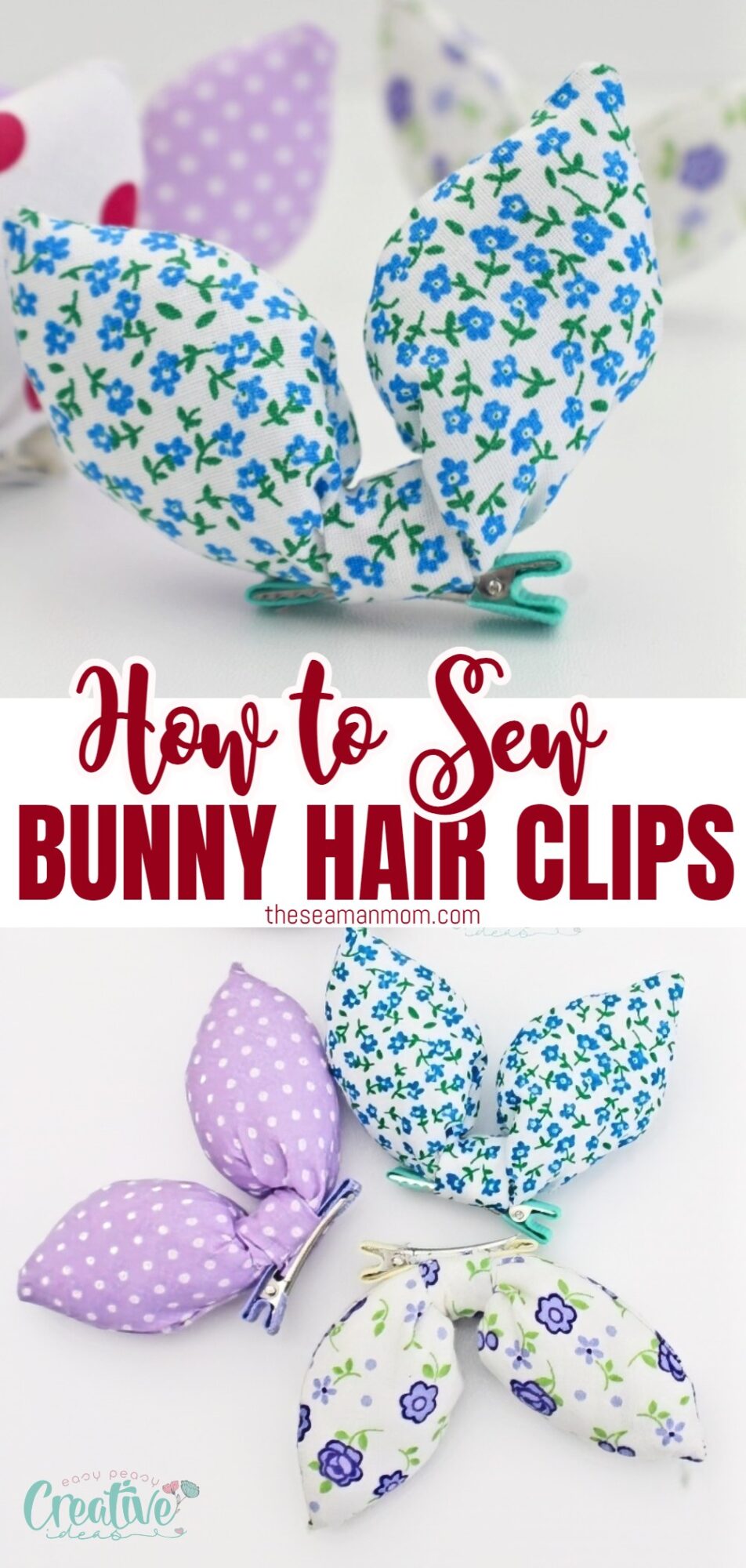 Step-by-step tutorial for sewing bunny hair clips, perfect for a festive ensemble.