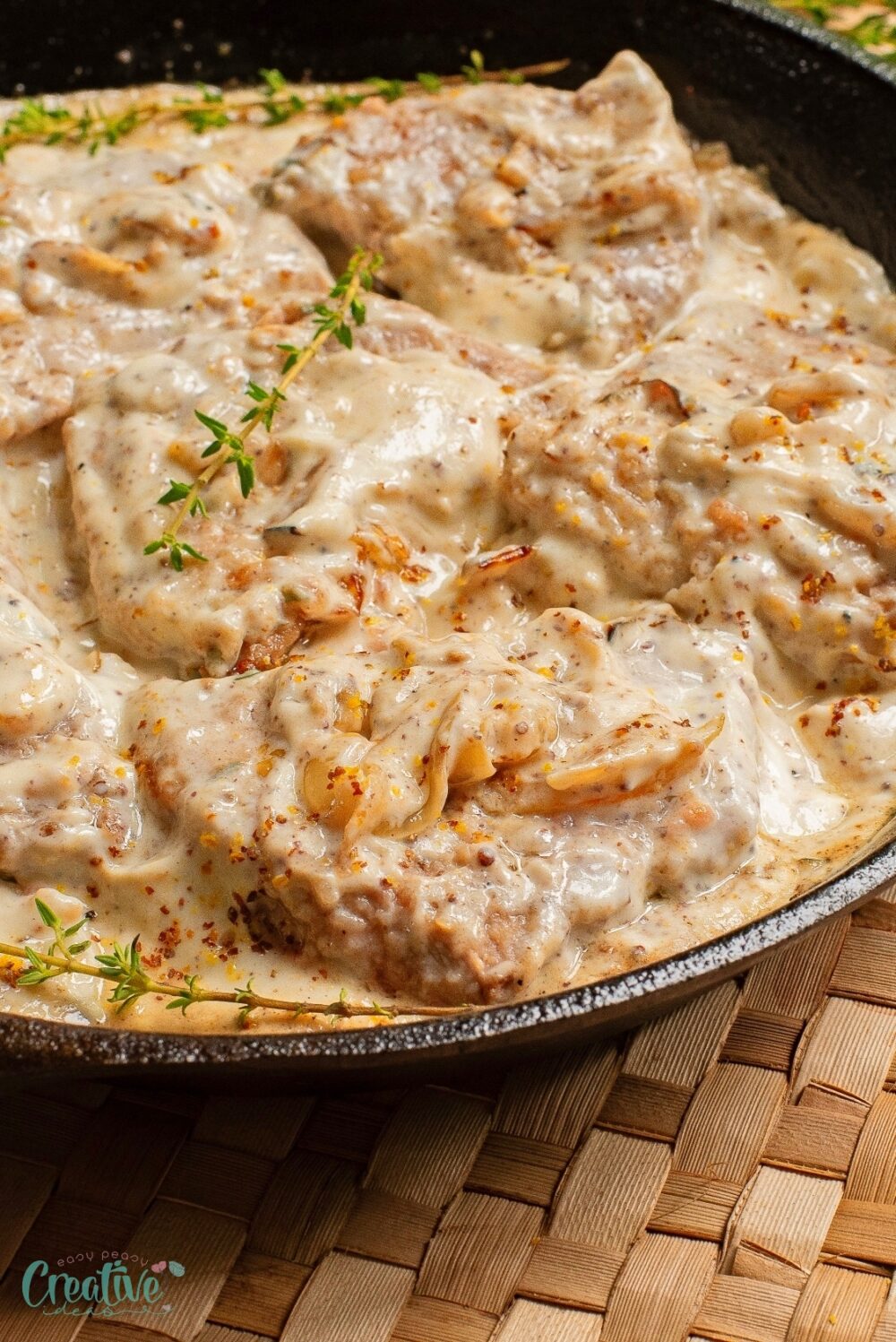 Treat yourself to a delectable pork loin in a creamy mustard sauce, a dish that will leave you wanting seconds!