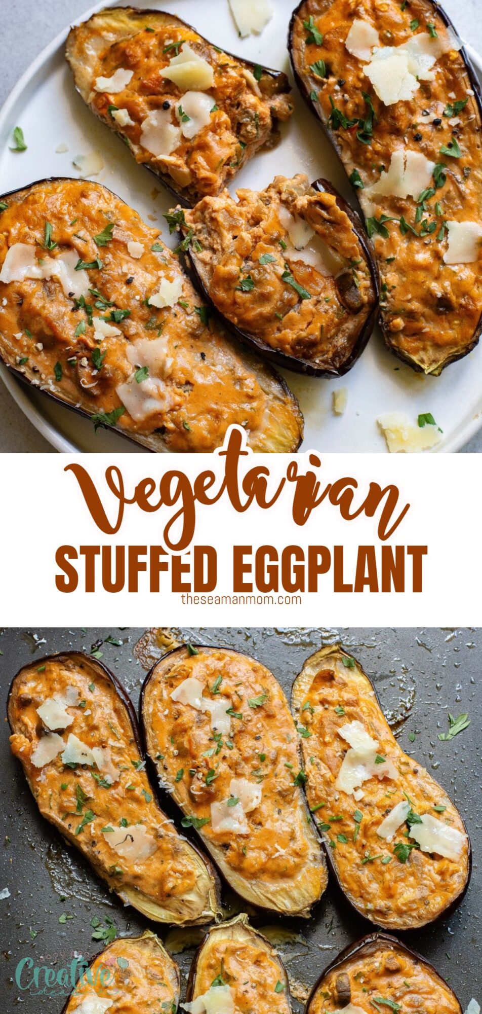 Tender stuffed eggplant filled with cheese, veggies, spices, and wholesome goodness. Perfect for a scrumptious and nutritious meal!