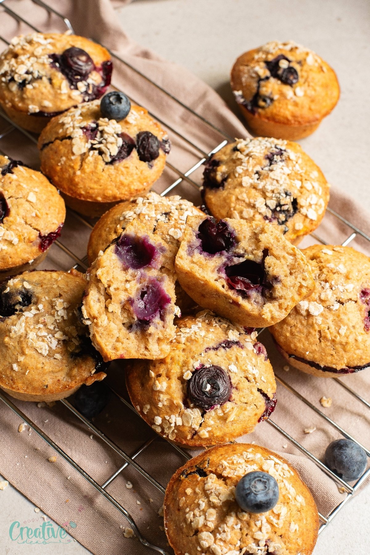 Whole wheat banana muffins with blueberries