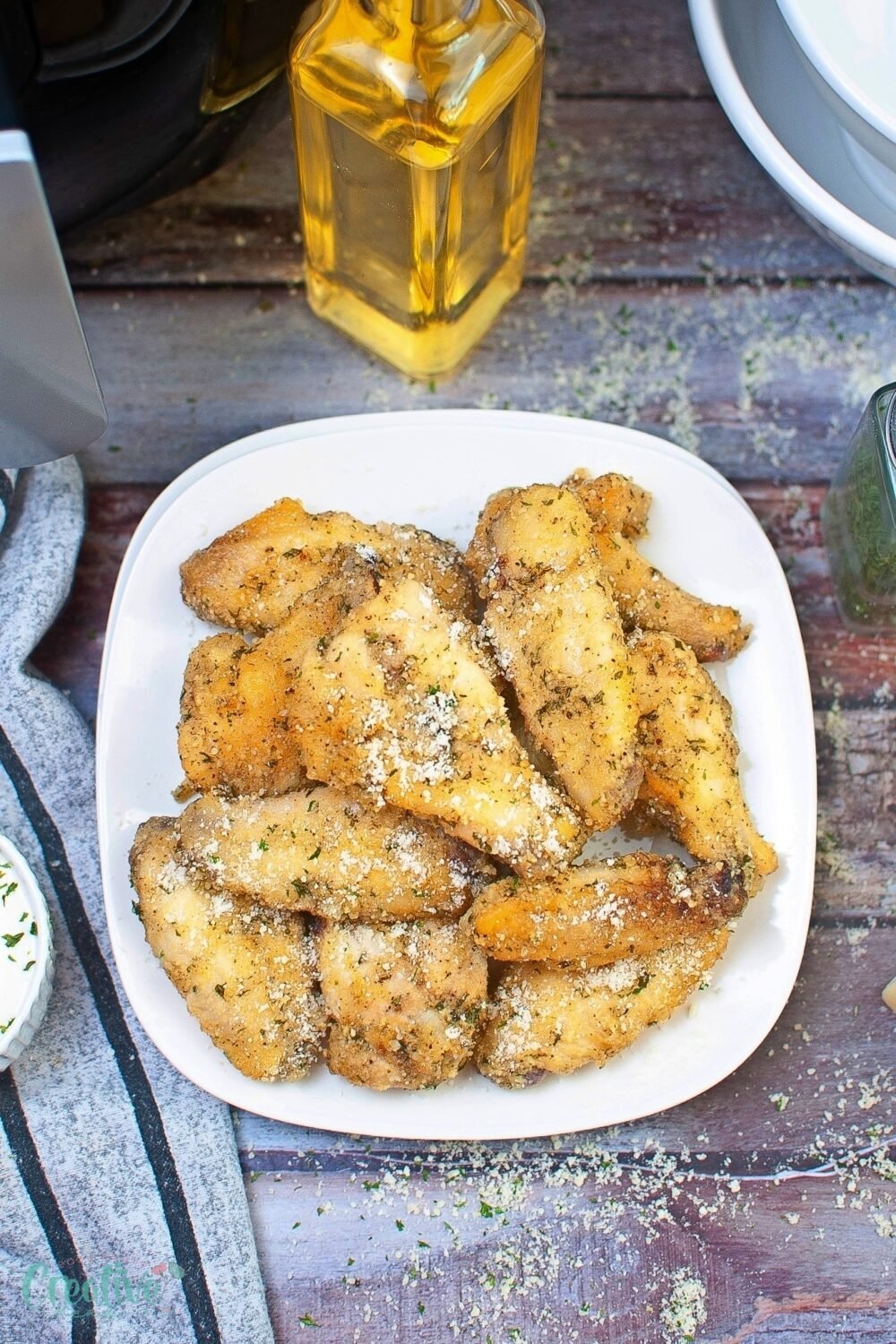Healthier air fryer garlic parmesan chicken wings - crispy, juicy, and full of flavor!