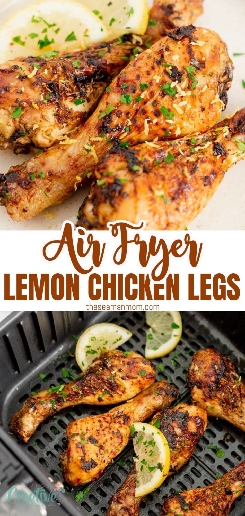 Crispy air fryer lemon chicken legs, a perfect blend of zesty lemon and juicy chicken.