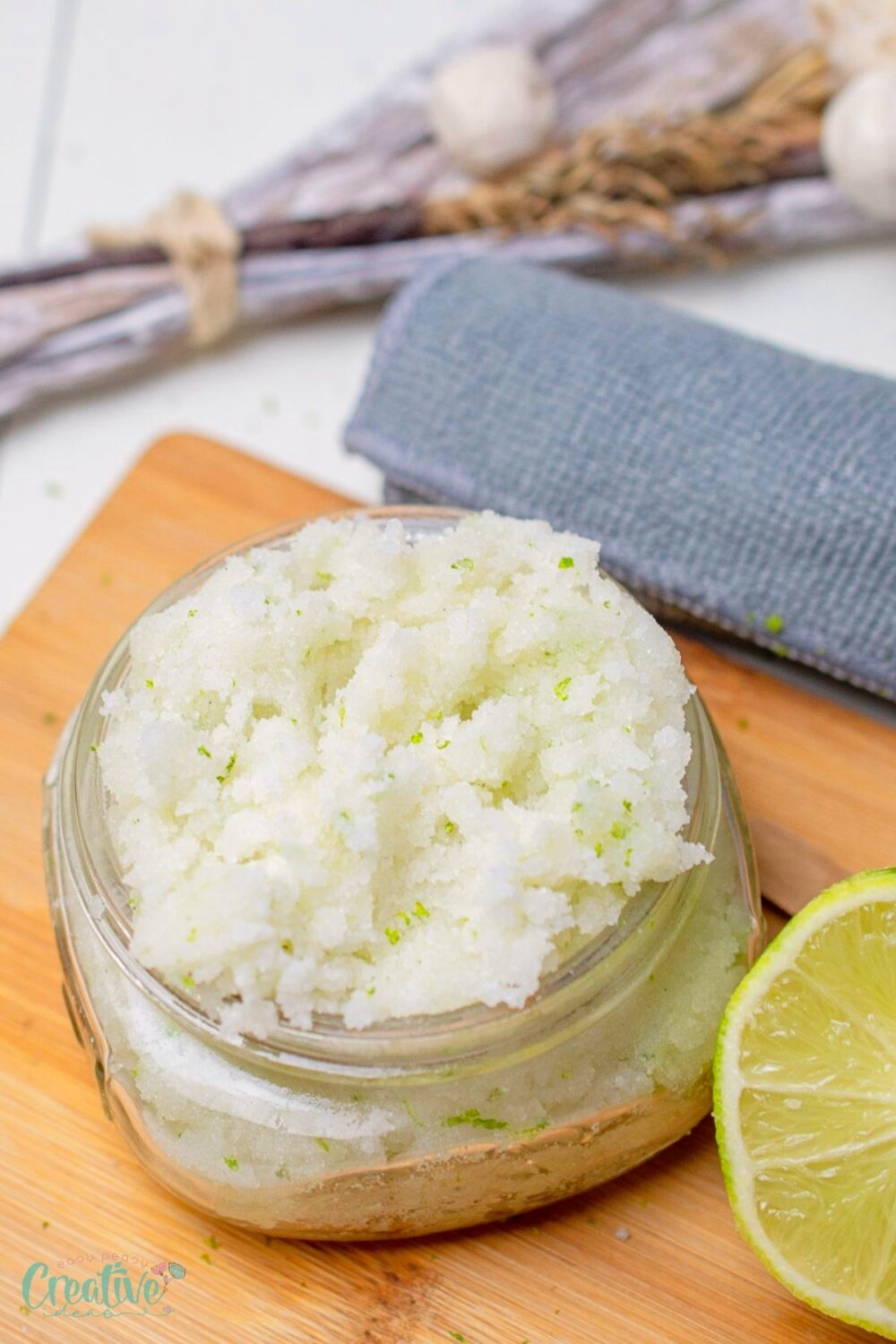 Luxurious lime sugar scrub recipe for glowing, smooth skin. Exfoliate with lime sugar scrub and moisturize with coconut oil.