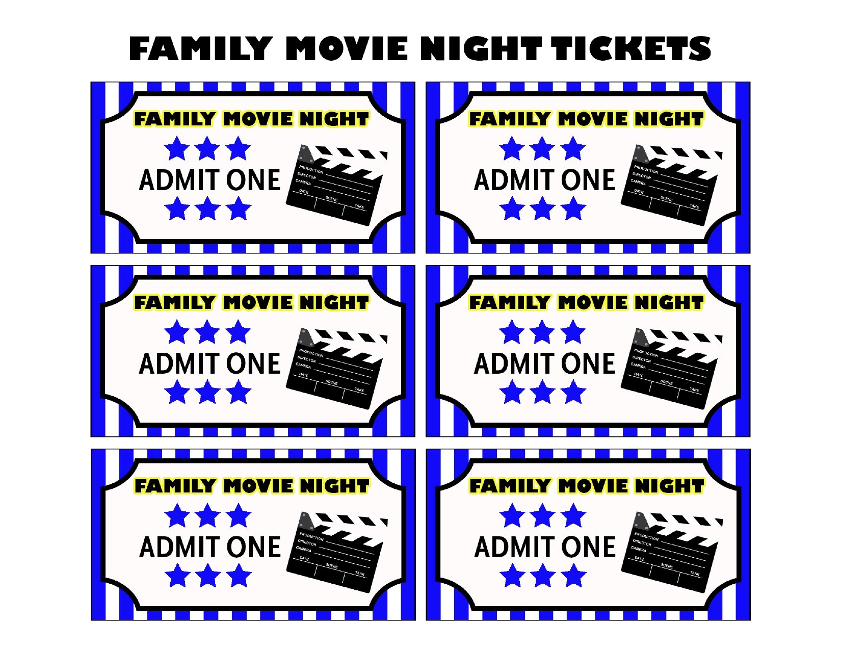 Free Printable movie tickets
