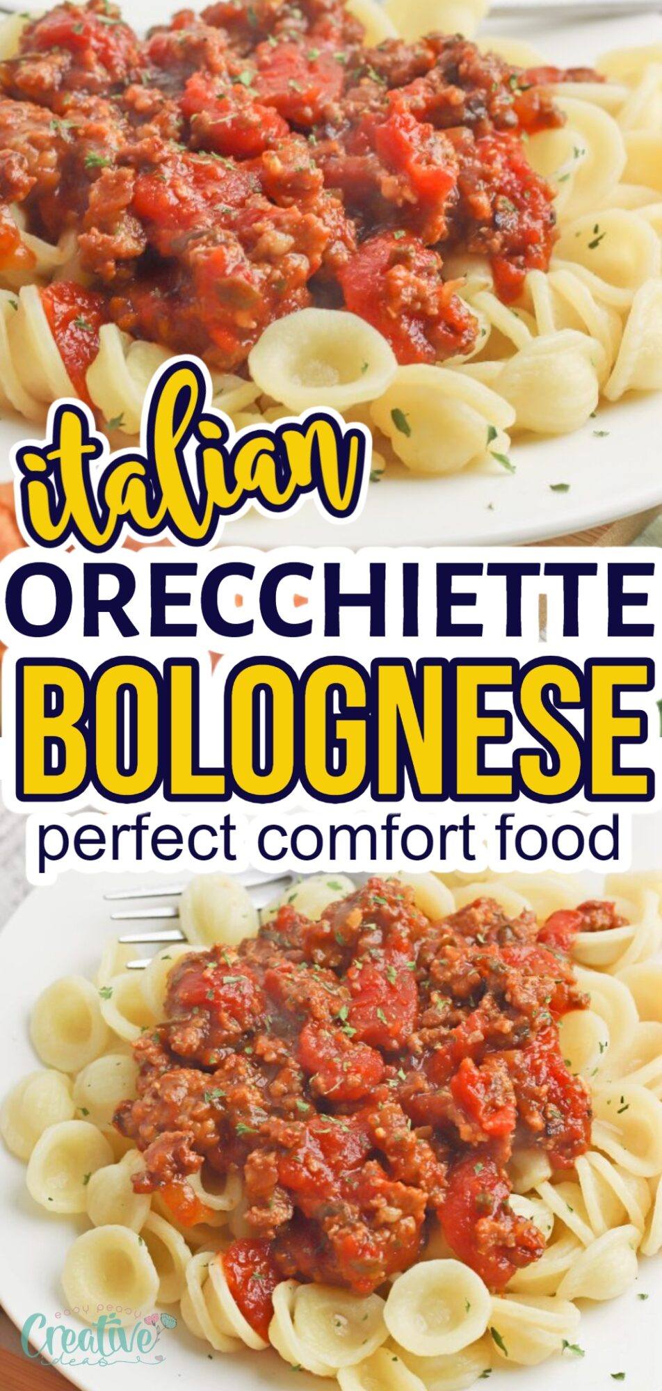 Delicious Italian orecchiette Bolognese, a comforting and hearty pasta dish perfect for satisfying cravings!