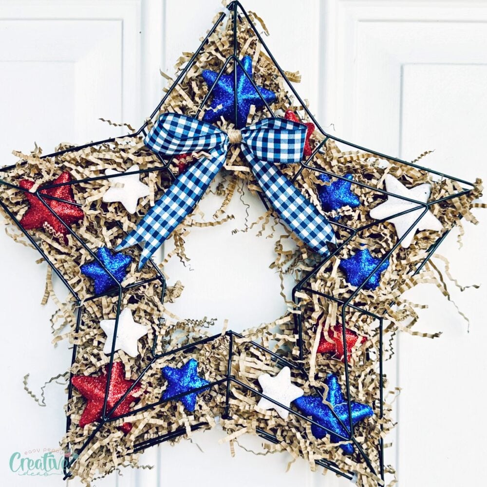 Out of all the patriotic wreath options out there, this DIY star wreath is the best because it allows you to customize it to your liking.