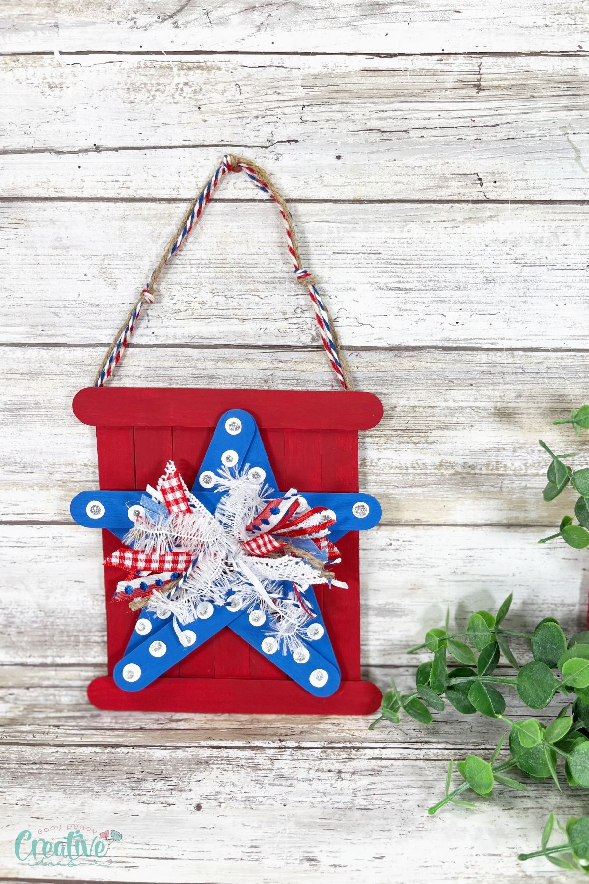 Craft stick star for 4th of July