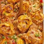 This yummy and easy baked tortellini recipe is not only healthy but easy and quite quick to put together with frozen tortellini.