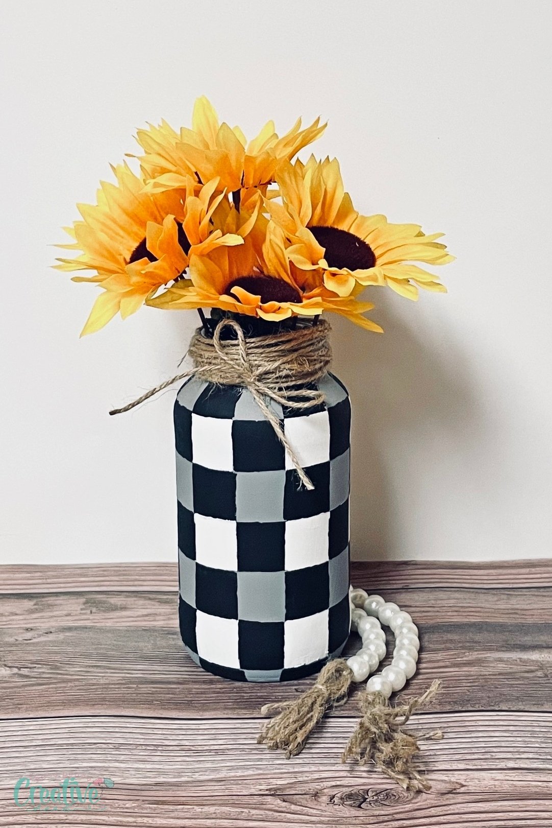 Upcycled vase from pasta sauce jar